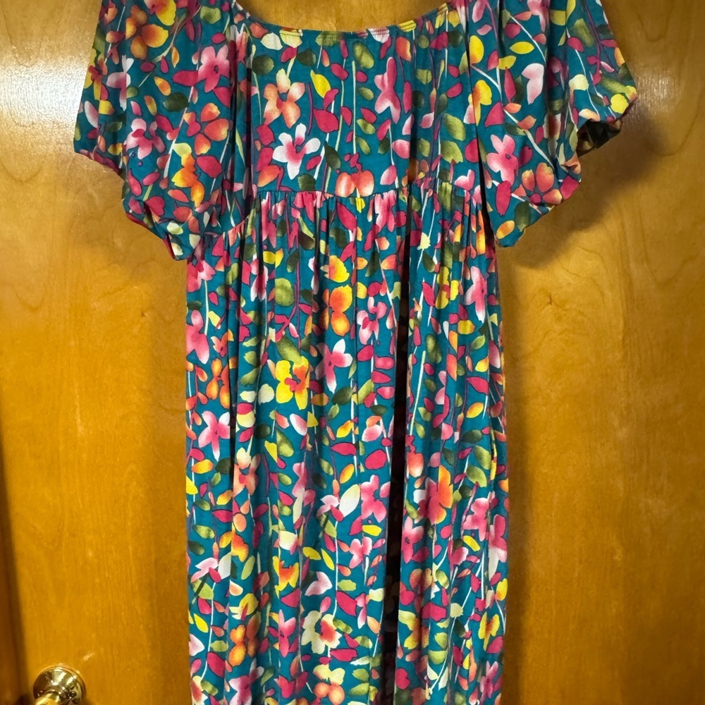 Sew In Love Large Pink and Yellow Flutter Sleeve Sundress - Picture 4 of 4